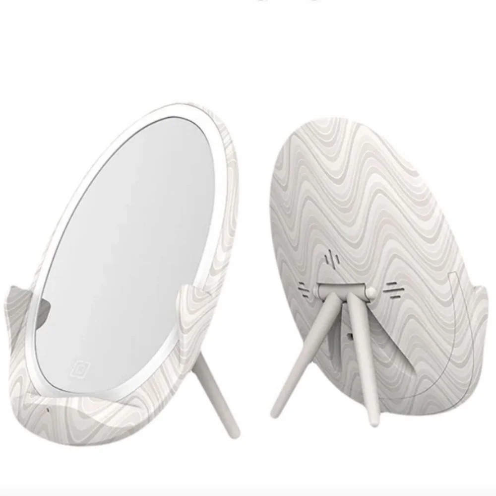 Wireless Charger LED Lighted Mirror 10W Qi Portable 4.8” NWOT